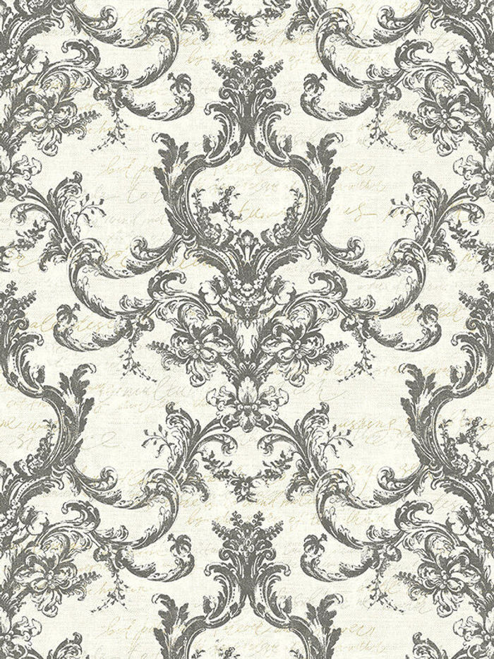 Tapete, Designtapete, floral, Ranken, Ecru, Silber, Gold, Asche, Schimmer