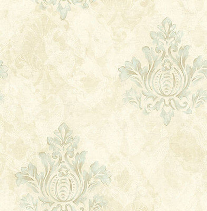 Tapete, Designtapete, Ornamente, creme, offwhite, hellbleu, Glanz, extravagant