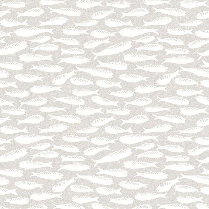 Tapete, Designtapete, Fische, Baumwollimitat, Elfenbein, Taupe