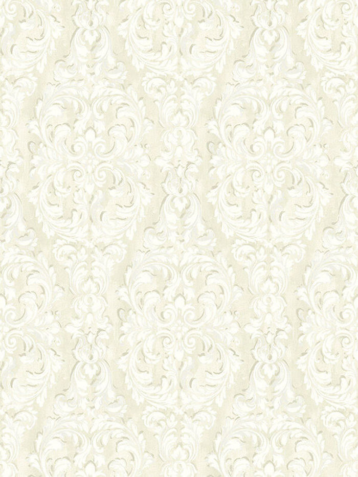 Tapete, Designtapete, floral, Ornamente, klassisch, Ecru, Stein, Sand, Glanz