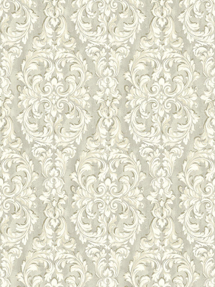 Tapete, Designtapete, floral, Ornamente, klassisch, Ecru, Stein, Kiesel, Glanz