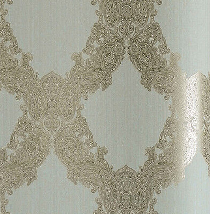 Tapete, Designtapete, Ornamente, floral, camel, hellbleu, edel, glänzend, Luxus