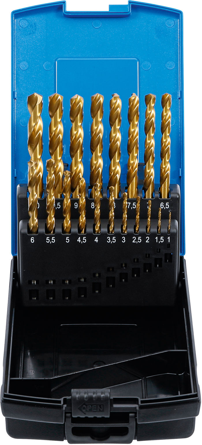 BGS Spiralbohrer-Satz | HSS-G | titan-nitriert | 1 - 10 mm | 19-tlg.