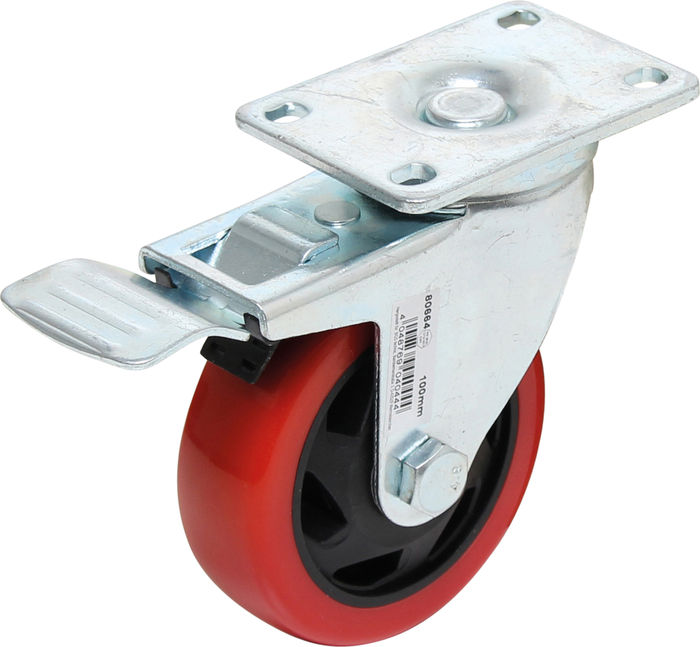 BGS Lenkrolle mit Bremse | rot/schwarz | &Oslash; 100 mm