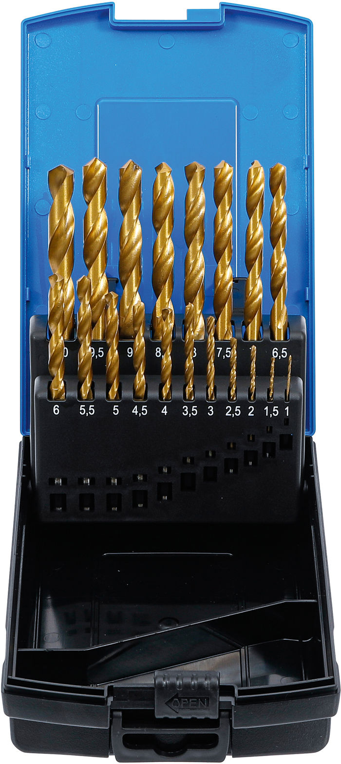BGS Spiralbohrer-Satz | HSS | titan-nitriert | 1 - 10 mm | 19-tlg.