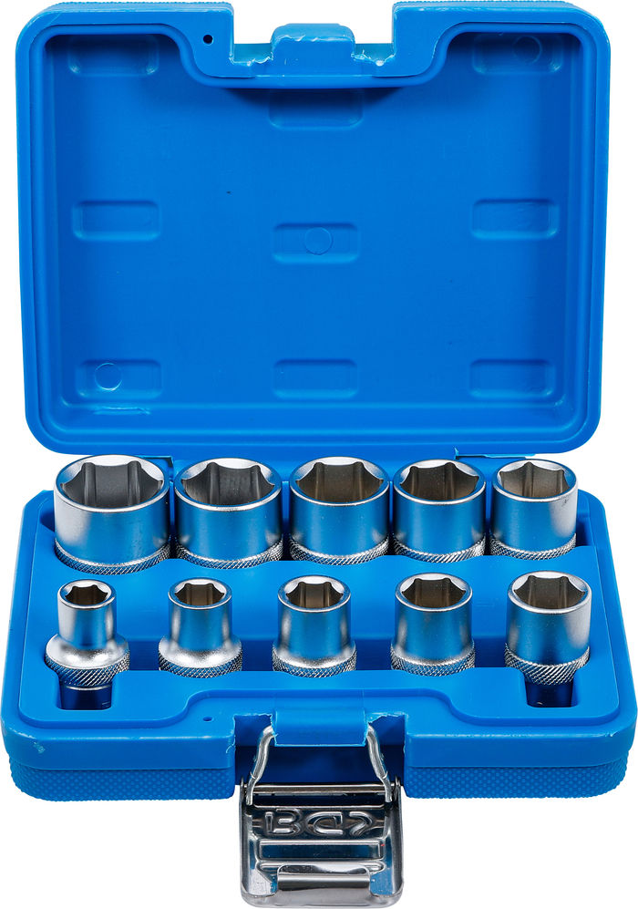 BGS Steckschlüssel-Einsatz-Satz Sechskant | Antrieb Innenvierkant 12,5 mm (1/...