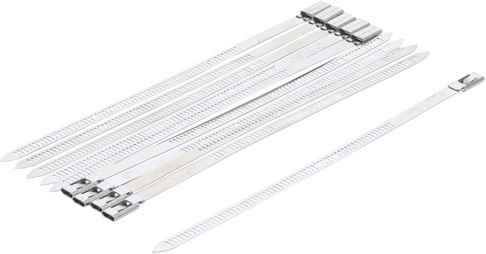 BGS Kabelbinder-Sortiment | Edelstahl | rostfrei | 7,0 x 200 mm | 10-tlg.