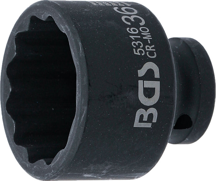BGS Kraft-Steckschlüssel-Einsatz Zwölfkant | Antrieb Innenvierkant 12,5 mm (1...