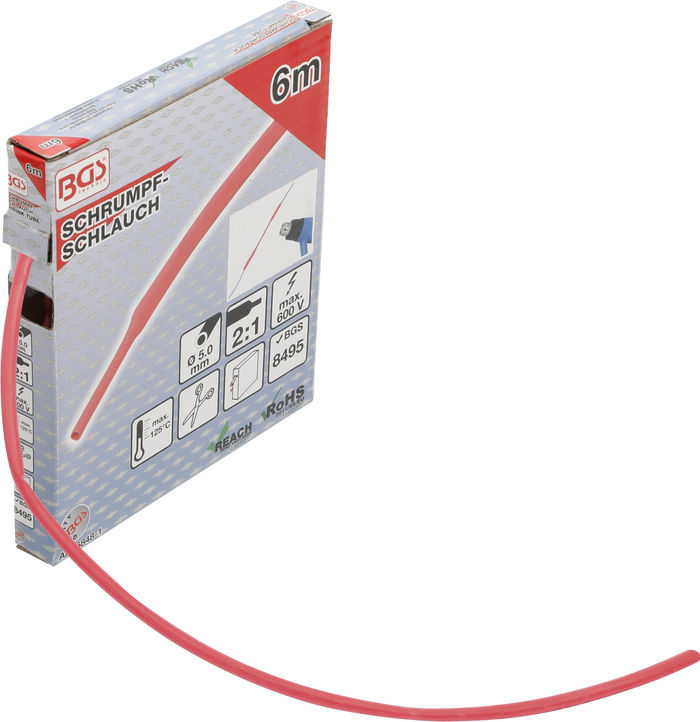 BGS Schrumpfschlauch-Box | rot | &Oslash; 5 mm | 6 m