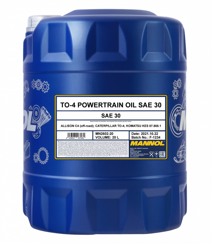 Mannol 2602 TO-4 Powertrain Oil SAE 30 Getriebehydraulik Mineralöl 20 Liter