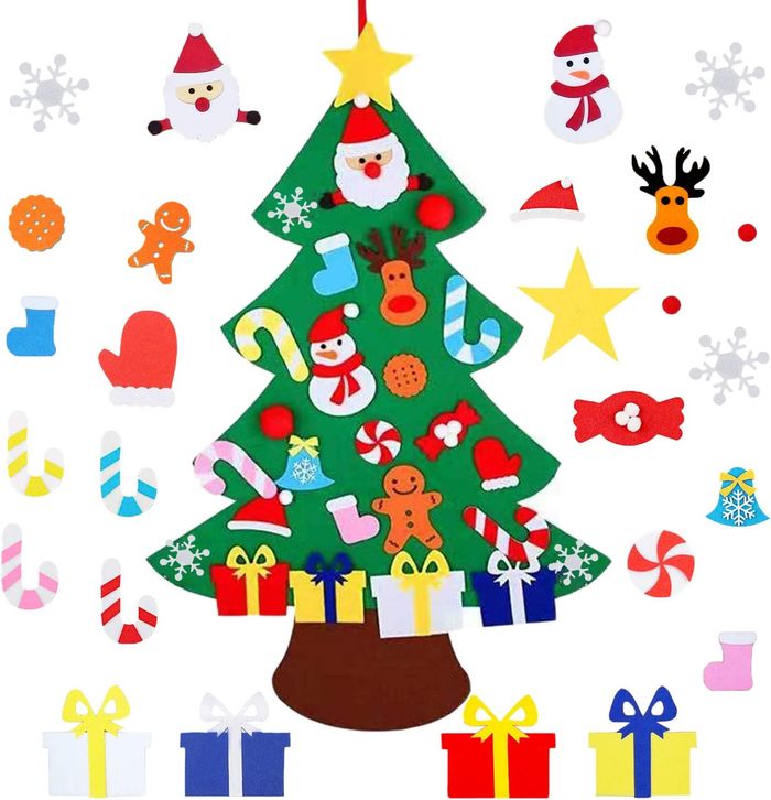 Gxhong Filz Weihnachtsbaum, DIY Weihnachtsbaum Mit 26 Ornamente Wand Dekor, N...
