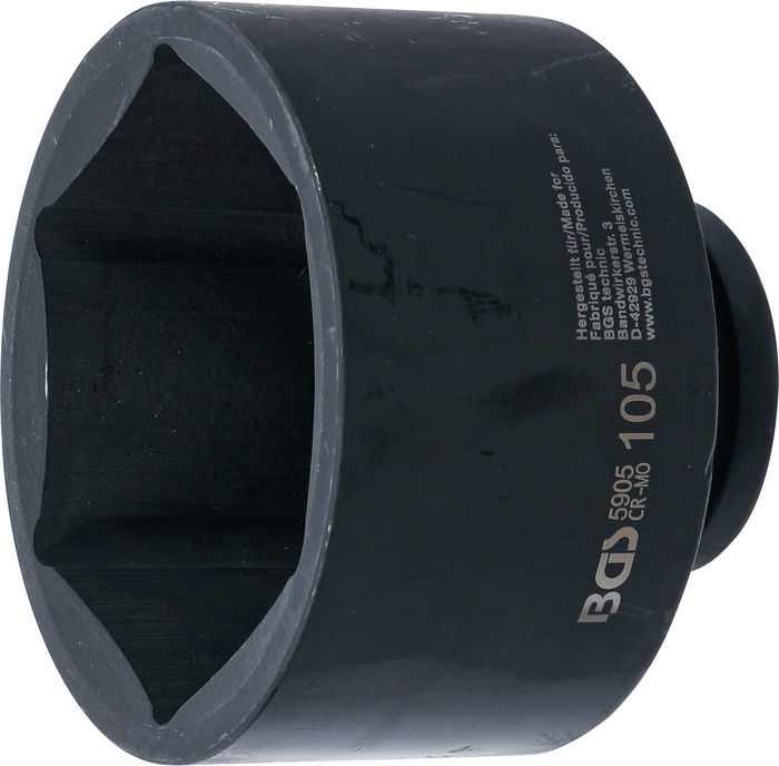 BGS Kraft-Steckschlüssel-Einsatz Sechskant | Antrieb Innenvierkant 25 mm (1")...