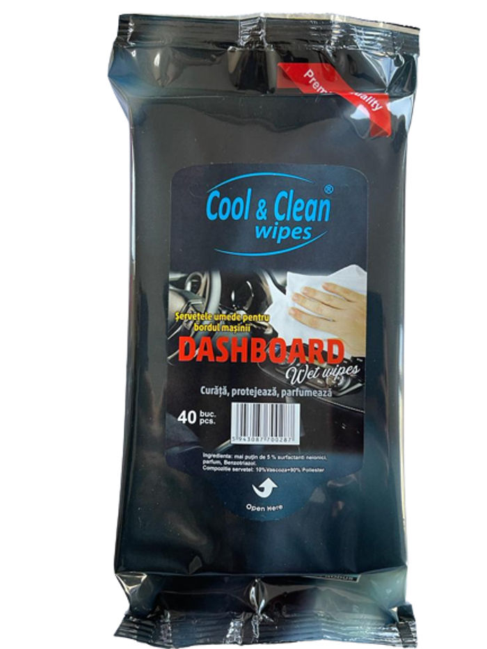 Cool & Clean Wipes Dashboard Wet Wipes Auto Cockpit Reinigungstücher 40 Stk