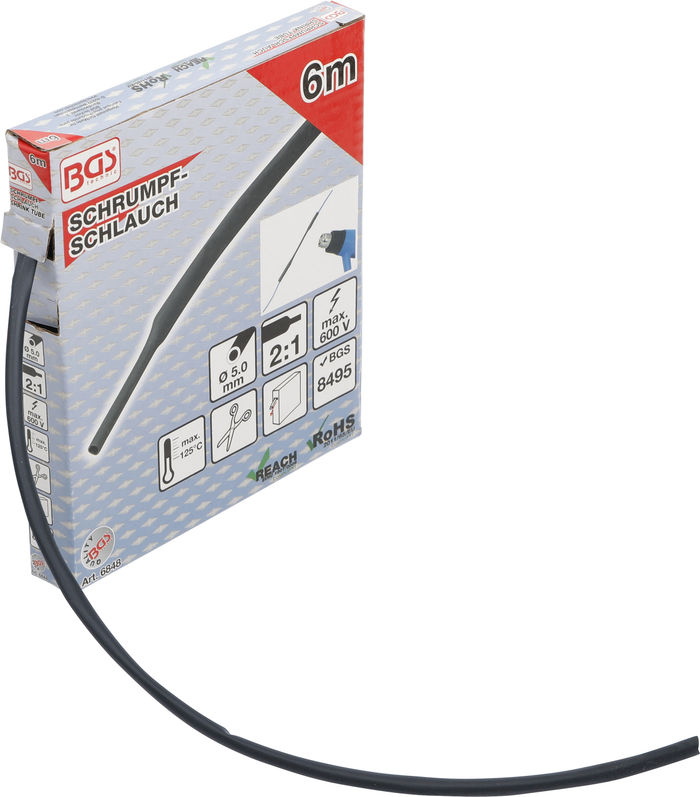 BGS Schrumpfschlauch-Box | schwarz | &Oslash; 5 mm | 6 m