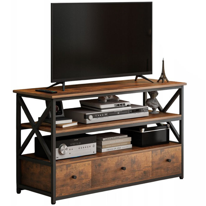 TV-Schrank Loft Kommode für Wohnzimmer mit Regalen Schubladen 110 cm