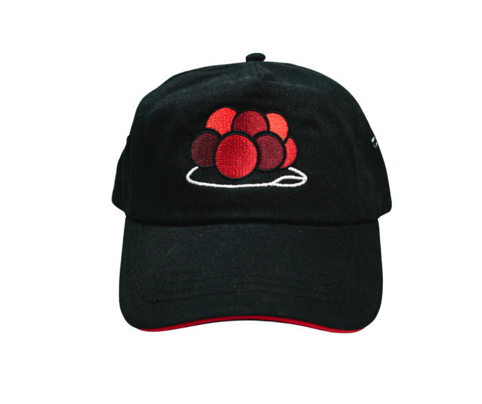 Schwarze Baseballcap mit Bollenhut-Motiv
