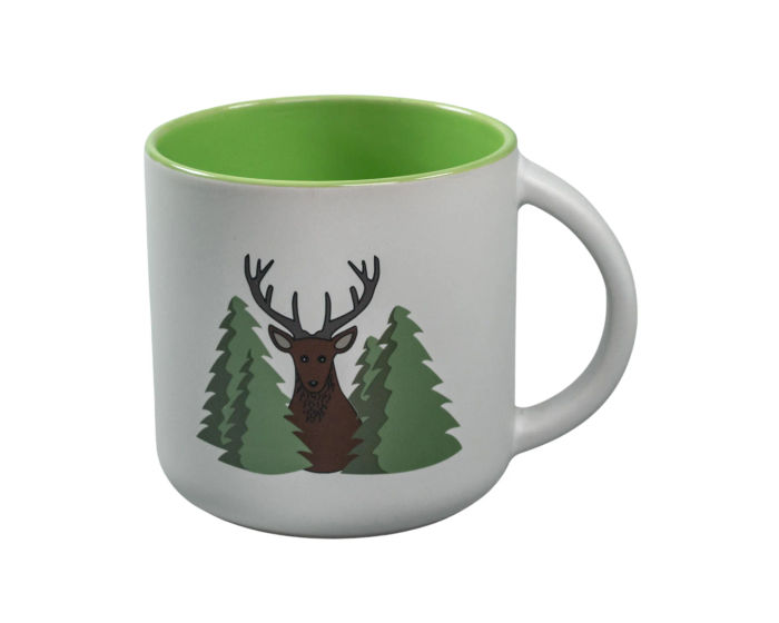 Große Tasse in weiß mit Hirschle-Motiv