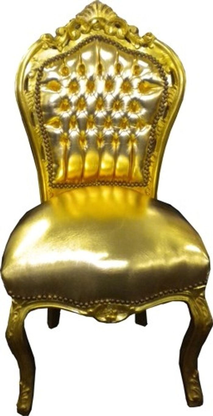 Barock Esszimmer Stuhl Gold / Gold
