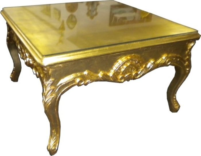 Casa Padrino Barock Beistelltisch Gold - Couchtisch im Antik Stil - 80 x 80 x 48 cm