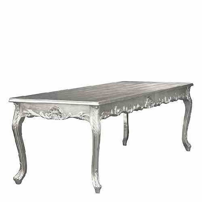 Casa Padrino Barock Esstisch, massiver Esszimmertisch im Antik Stil, Silber, 160 x 88 x 84 cm