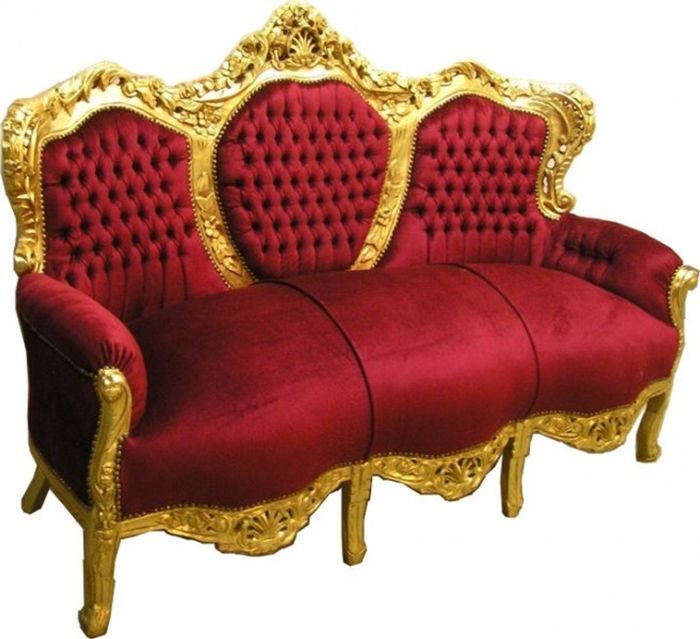 Casa Padrino Barock Sofa King im Antik Stil Bordeaux Rot und Gold, Breite 180 cm