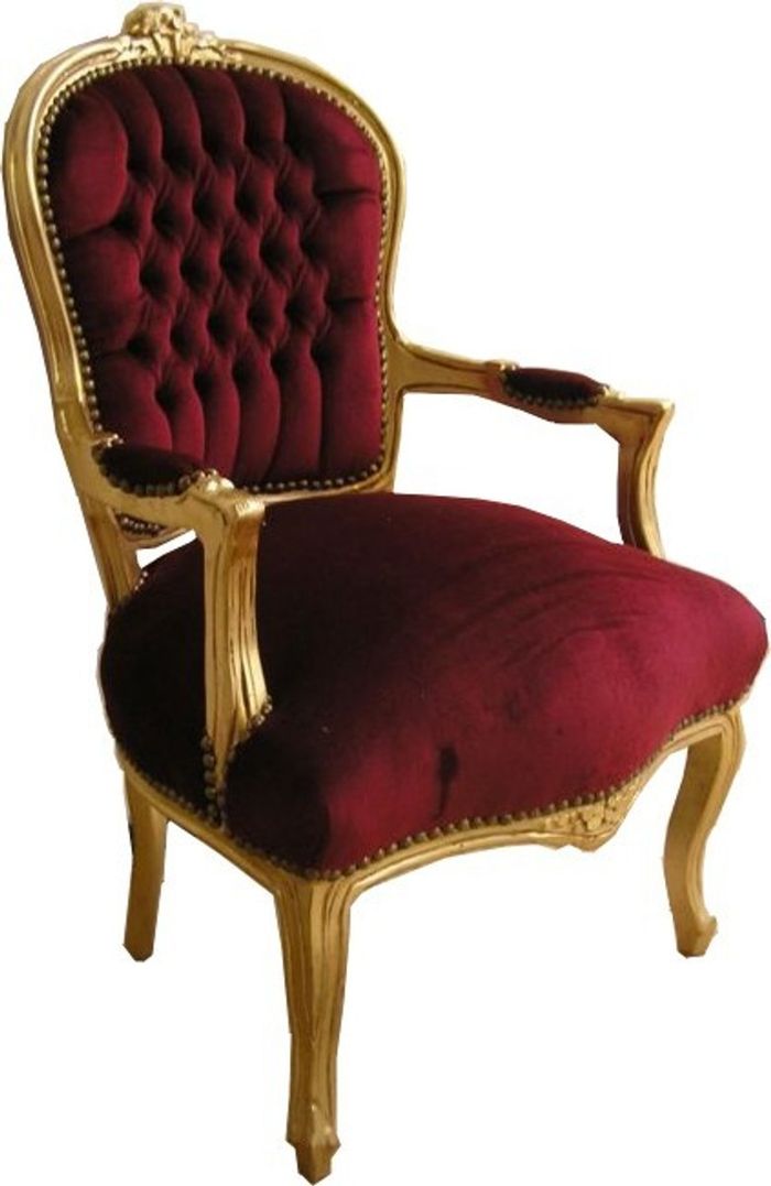 Casa Padrino Barock Salon Stuhl Bordeaux / Gold - Möbel