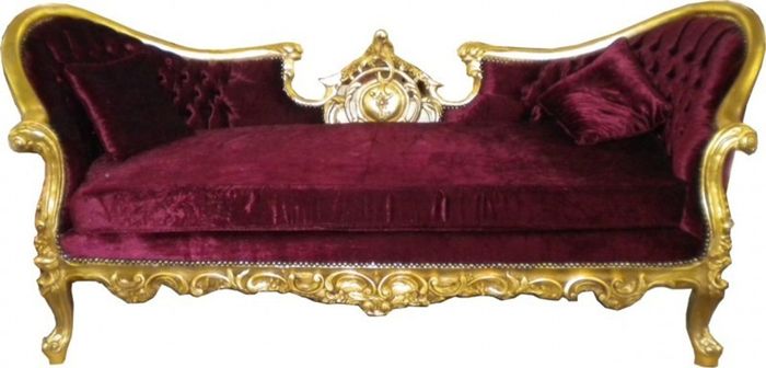 Casa Padrino Barock Sofa Vampire Bordeaux Gold, 200 x 75 x 82 cm, handgefertigtes Luxussofa im Antikstil