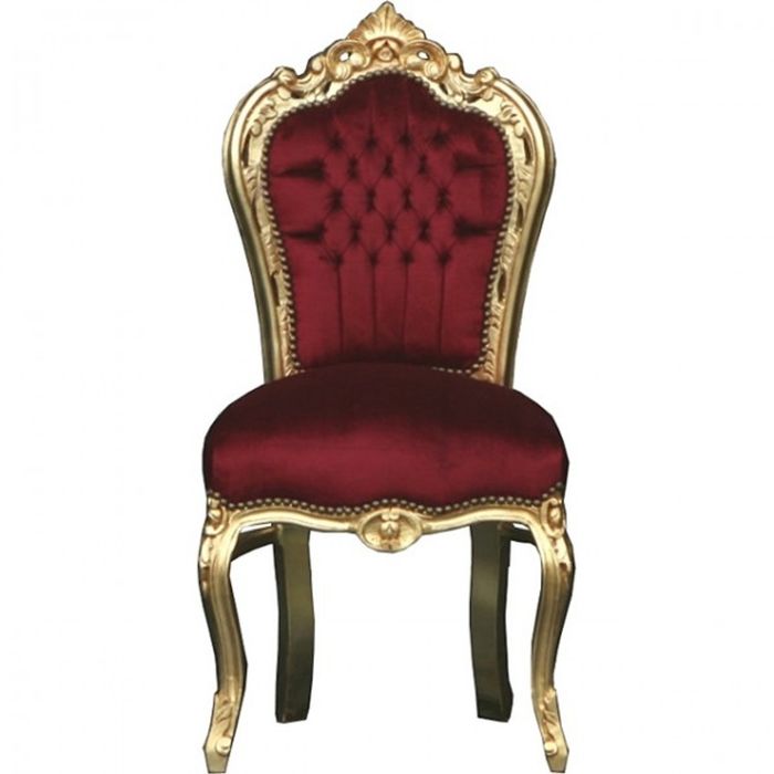 Casa Padrino Barock Esszimmer Stuhl Bordeaux / Gold - Möbel
