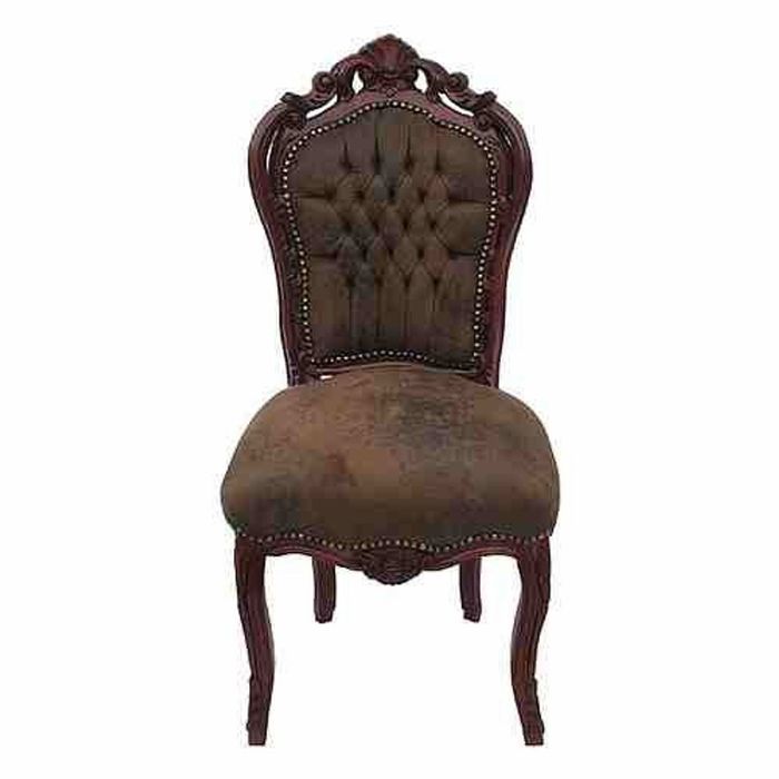 Casa Padrino Barock Esszimmer Stuhl im Antik Stil, Braun / Braun Lederoptik, 53 x 57 x H. 108 cm