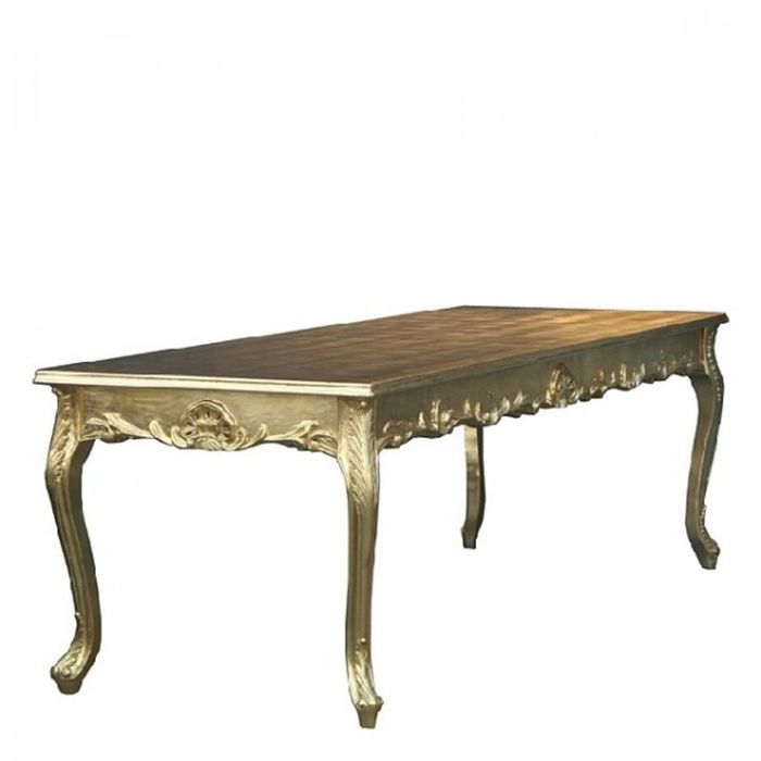 Casa Padrino Barock Esstisch Gold 140 cm x 80 cm x 90 cm - Luxus Esszimmer Tisch im Antik Stil