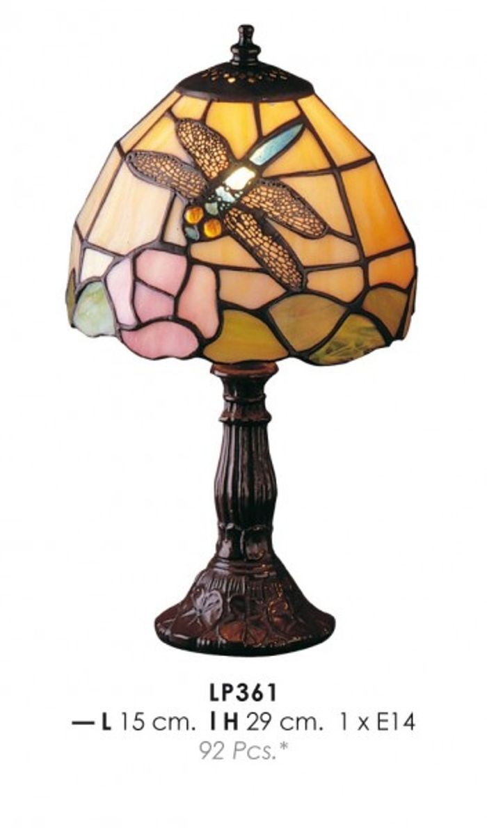 Casa Padrino Tiffany Tischleuchte im Jugendstil Design, buntes Glas, Durchmesser 29 cm, Höhe 15 cm