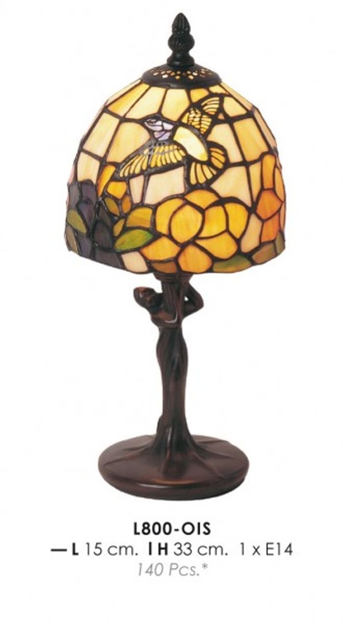 Casa Padrino Tiffany Tischleuchte im Jugendstil, Buntglas-Lampe mit 140 Glasteilen, Durchmesser 15 cm, Höhe 33 cm L800