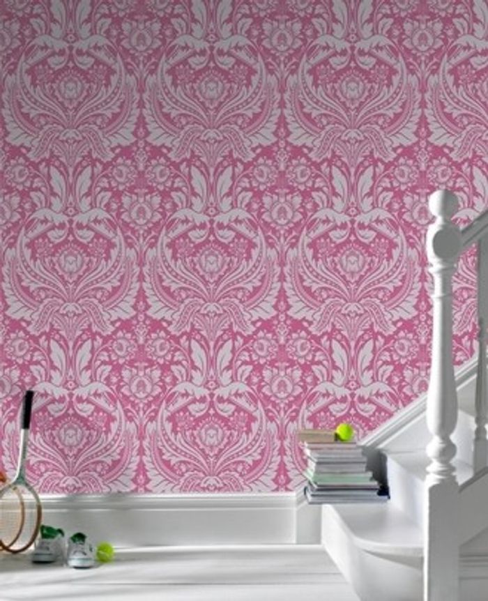 Graham & Brown Barock Tapete Desire 50-024 Pink / Silber