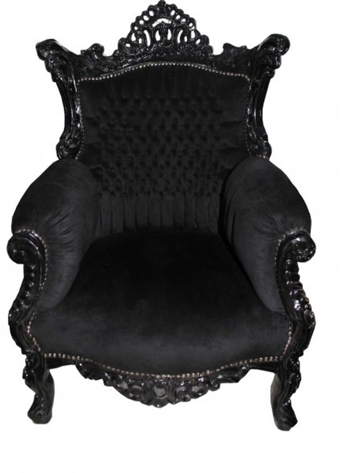 Casa Padrino Barock Sessel Al Capone Schwarz-Schwarz, 128 x 90 x 80 cm, handgefertigt