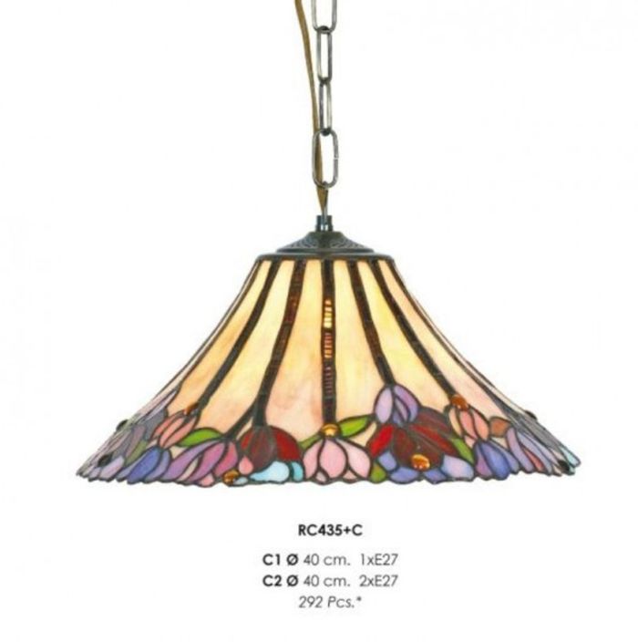 Casa Padrino Tiffany Pendelleuchte Hängeleuchte im Barockstil, Bunt, Durchmesser 40 cm, 1-flammig