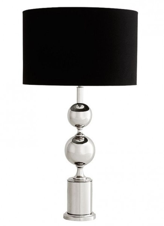 Casa Padrino Luxus Tischleuchte im edlen Design Schwarz und Nickel Finish, 64 x 45 x 22 cm