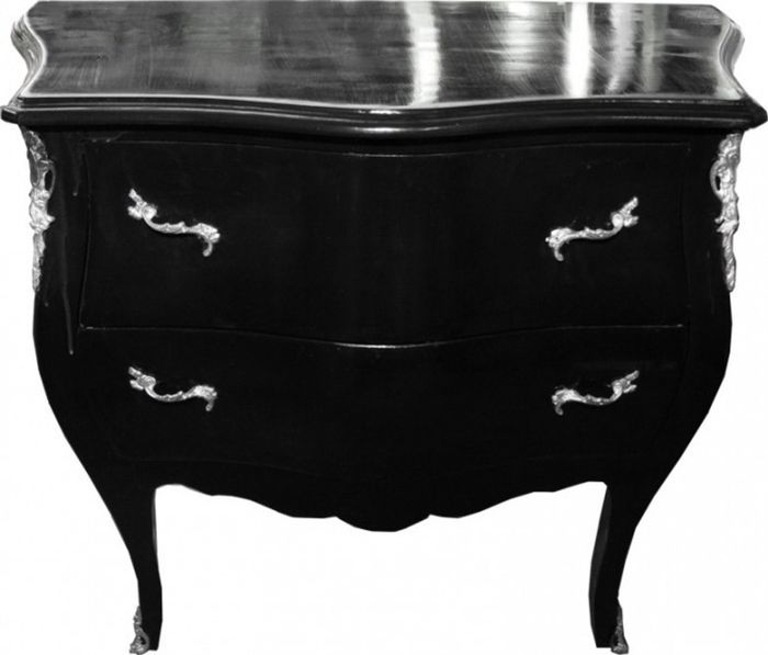 Casa Padrino Barock Kommode im Antik Stil in Schwarz, 103 x 52 x 89 cm
