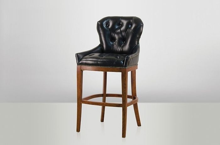 Casa Padrino Luxus Echt Leder Barhocker - Bar Club Hocker Stuhl - Old Saddle Black