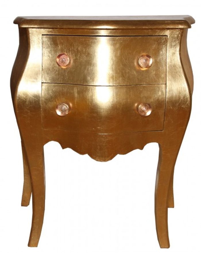 Casa Padrino Barock Kommode mit 2 Schubladen Gold Antik-Look, H 76 cm, B 62 cm - Nachttisch Konsole