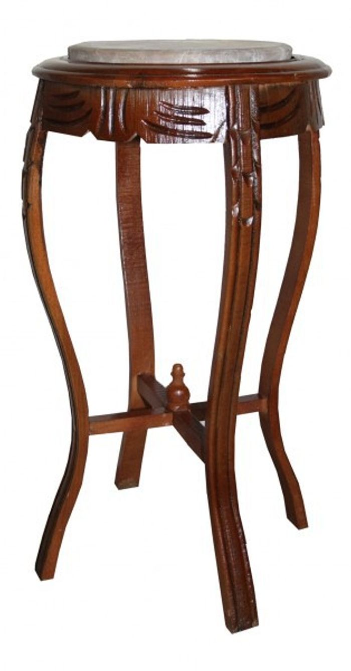 Casa Padrino Barock Beistelltisch Rund in Braun, Marmorplatte, 68 x 35 cm, Antiker Stil