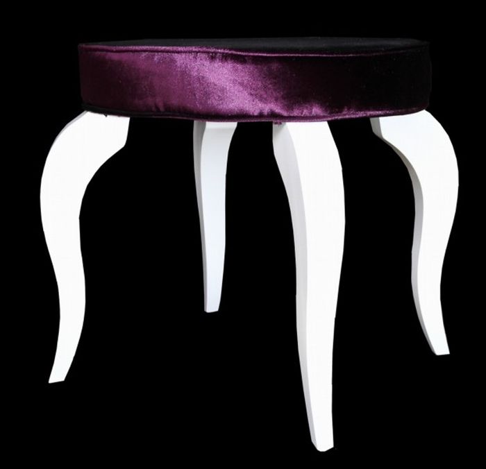 Casa Padrino Barock Sitzhocker Lila / Weiß - Designer Rundhocker - Luxus Qualität