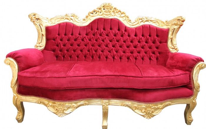 Casa Padrino Barock 2er Sofa Master Bordeaux Rot / Gold 182 x 125 x 60 cm - Wohnzimmer Loung Couch