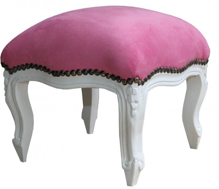 Casa Padrino Barock Fußhocker Rosa / Weiß - Antik Stil Möbel - Hocker