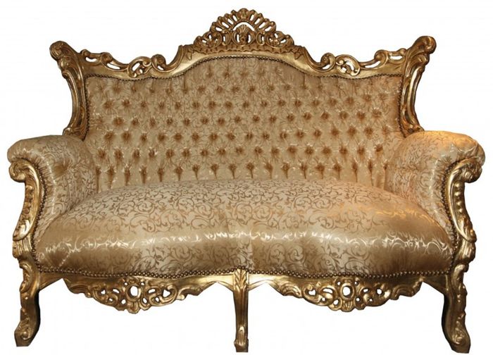 Casa Padrino Barock 2er Sofa Master Gold Muster  / Gold - Wohnzimmer Couch Möbel Lounge