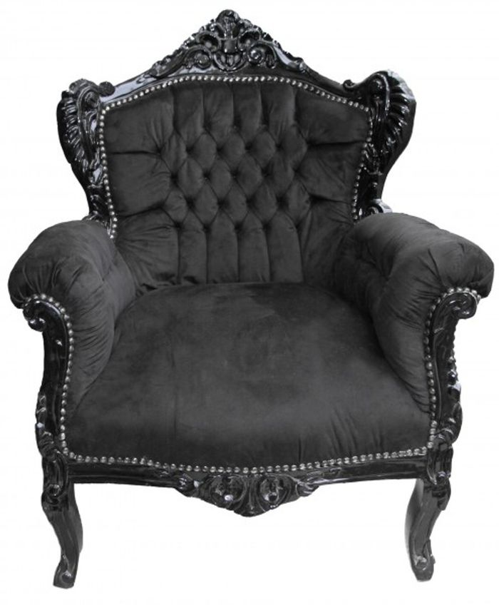 Casa Padrino Barock Sessel Lord Schwarz/Schwarz - Antik Stil