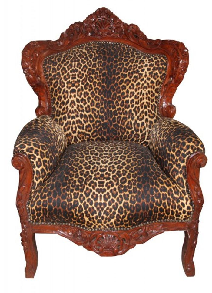 Casa Padrino Barock Sessel King im Antik Stil, Leopard/Braun, 120 x 85 x 85 cm