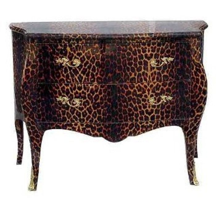 Casa Padrino Barock Kommode im Leopard Design, Massives Holz, 106 x 55 x 85 cm