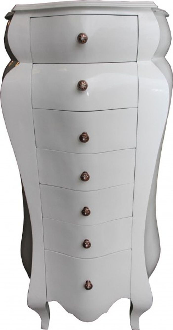Casa Padrino Barock Kommode Weiss 131 x 68 x 46 cm - Antik Stil Kommode aus Massivholz