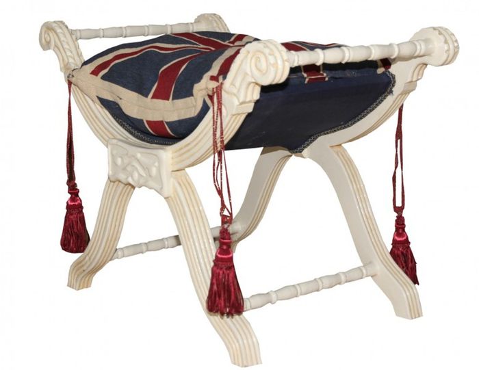 Casa Padrino Barock Sitzhocker - Kreuzhocker Union Jack/ Creme