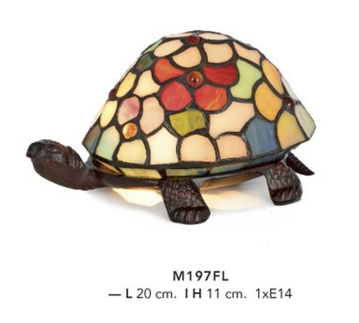 Casa Padrino Tiffany Decoleuchte Schildkröte Bunt Mod2, Durchmesser 21 cm, Exklusive Tischlampe aus Glas